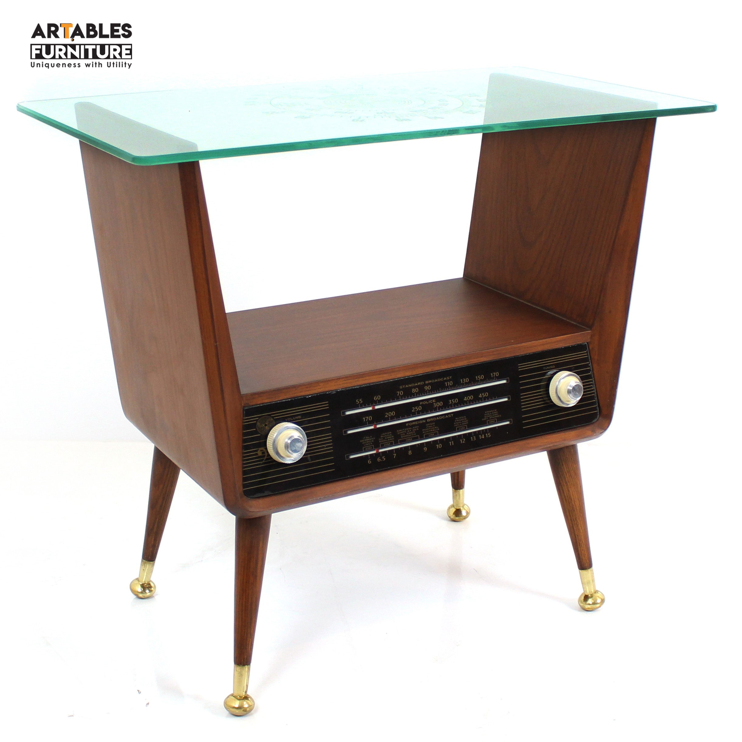 Book Radio Table - Glass Top (ST 19)